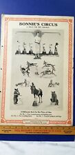 Antique 1926 Vaudeville Act Poster BONNIE'S CIRCUS Animal Act Dog Bear Monkey B6 picture