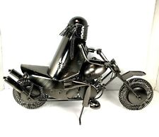 Motorcycle Silver Nickel Tone Metal Sculpture  picture