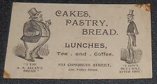 VICTORIAN/BUSINESS TRADE CARD CAKES PASTRY BREAD FAT/SKINNY MAN CONGRESS ST  Z2 picture