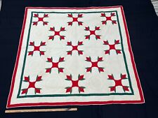 Antique 1880s Tulips Applique Quilt Red Green and White FINEST QUILTING picture