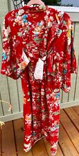 Vintage Child's Japanese Silk Red Kimono 48 Made in Japan Red Flowers Print picture