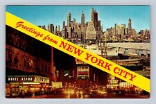 New York City NY-Lower Manhattan Skyline, Times Square, Vintage Postcard picture