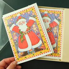 Mary Engelbreit Santa Christmas set of 17 Cards Foil Envelopes Vintage 1987 NOS picture