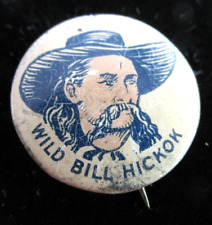 Vintage 1930s CRACKER JACK Wild Bill Hickok PINBACK BUTTON, CJ Premium Button picture