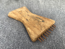 Antique Handmade Brush Tools Carding Rake Comb Wool Leather Carpet Processing picture