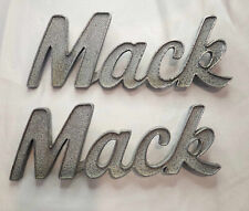 Pair of Vintage Metal MACK Truck Badge Emblem Name Plate 27RU2127 Script Letters picture