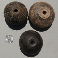 3 large old antique clay terracotta african beads nigeria #6 picture