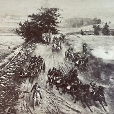 Antique 1890s Battle Of Gettysburg New York Battery Stereoview Photo Card P3890 picture