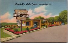 c1950s Wisconsin Dells WI Postcard LANDECK'S AUTO COURT Motel / Highway 12 Linen picture