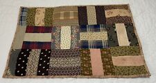 Vintage Antique Patchwork Quilt Large Table Topper, Rectangles, Early Calicos picture