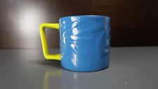 Starbucks 2021 Bright Blue Coffee Mug Yellow Handle Cup Zebra Pattern 12oz picture