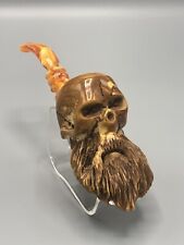 Bearded Skull Pipe BY Ali  Block Meerschaum-NEW HANDMADE W CASE#1779 picture