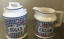 Vintage Enesco Gingham and floral Sugar Bowl and Creamer, Beautiful  Japan picture