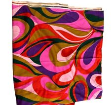 Vtg Retro Groovy Mod 60s 70s Abstract Physedelic Swirl Material Loomskill 3.5yds picture