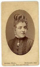 CIRCA 1870'S CDV Beautiful Young Woman Dress Stunning Hair Swaine Richmond, IN picture