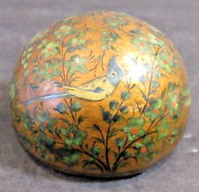 VINTAGE Bird Pattern Lacquer Paperweight - Hand Painted In Kashmir India picture