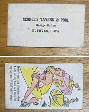 Vintage 1950s Business Card George's Tavern & Pool Ruthven Iowa Risque Comic picture