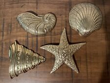 Set of 4 Solid Brass Seashell & Starfish Wall Hangers picture