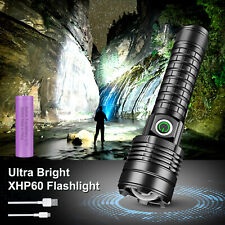 1000000LM XHP60 Super Bright LED Flashlight Rechargeable USB Torch Zoom Camping picture