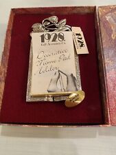 1928 Gift Accessory Art Nouveau Style Silver Tone Metal Memo Pad Holder picture