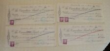 Bank Checks The Canadian Bank of Commerce lot of 4 Toronto Ontario 1953 picture