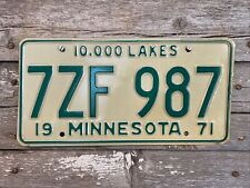 License Plate Unissued #7ZF 987 ‘71 MN New, Old Stock picture