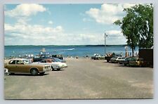 Beach And Camping Area Shell Lake Wisconsin Vintage Unposted Postcard picture