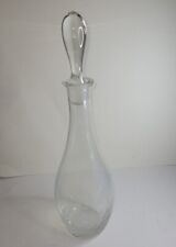 Vintage Clear Etched Glass Wine Decanter Genie Bottle With Stopper 15 3/4” picture