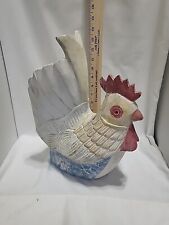 Large & Heavy Vintage Rustic Farmhouse Hand-carved Wooden Chicken 13