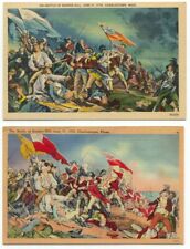 Battle Of Bunker Hill Charlestown MA Lot of 2 Linen Postcards Massachusetts picture
