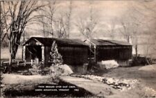  Postcard Covered Twin Bridges over East Creek Green Mountains VT Vermont  E-620 picture