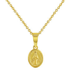 Gold Plated Miraculous Virgin Mary Oval Medal Pendant Necklace for Girls 18