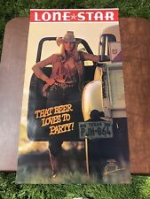 Vintage 1981 Lone Star Beer Poster Texas Cowgirl Pickup Collector's Series Ready picture