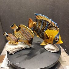 Set Of Vintage Handpainted Tropical Fish Paper Mache Coral bass picture