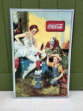 Vtg 1936 Coca-Cola Ballerina Clown Vertical Cardboard Sign NOS Unused Sundbloom picture