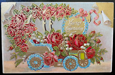 Vintage Victorian Postcard 1901-1910 Heartiest Congratulations - Truck of Roses picture