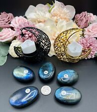 Natural Blue & Gold flash Labradorite Palm Stone   & Gift picture