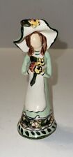 2002 Blue Sky Figurine Heather Goldminc Girl Holding Flowers Green Dress Hat picture