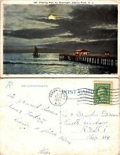 Asbury NJ Fishin Pier by Moonlight Postcard Used (38220) picture
