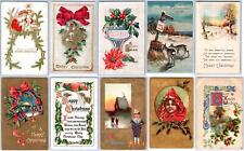 LOT/10 ANTIQUE CHRISTMAS VINTAGE POSTCARDS*EARLY 1900's*CONDITION VARIES #44 picture