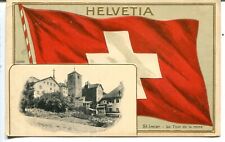 Switzerland St-Imier - Patriotic Flag 1909 cover on vintage embossed postcard picture