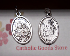 St. Joseph with Pray for Us on back - Oxidized Die Cast Italian 1 inch Medal  picture