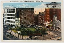 Vintage Cleveland Ohio OH Corner Superior Avenue & Public Square Postcard 1922 picture