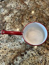 Vintage Red And White Enamelware Saucepan picture