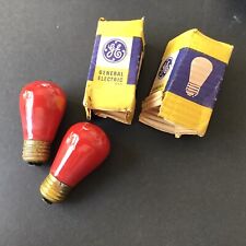 Vintage Set /2 GE 10w RED Light Bulbs And Boxes - Tested - Working picture