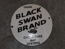 PORCELIAN BLACK SWAN BRAND  ENAMEL SIGN SIZE 6x6 INCHES picture