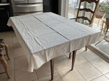 Vintage Linen Tablecloth Oatmeal Beige 72 X 50” Cotton picture