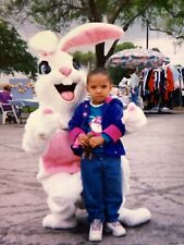 AxB) Found Photograph African American Girl With Easter Bunny 5x7 picture