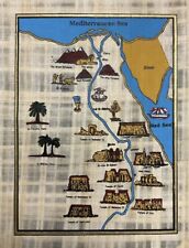 Rare-hand painted ancient Egyptian papyrus-Treasures of the Nile Map-12x16” picture