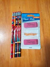 5 NFL Berol Pencils Some Scratches/2 Pink Pearl Erasers One Missing From Package picture